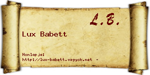 Lux Babett névjegykártya